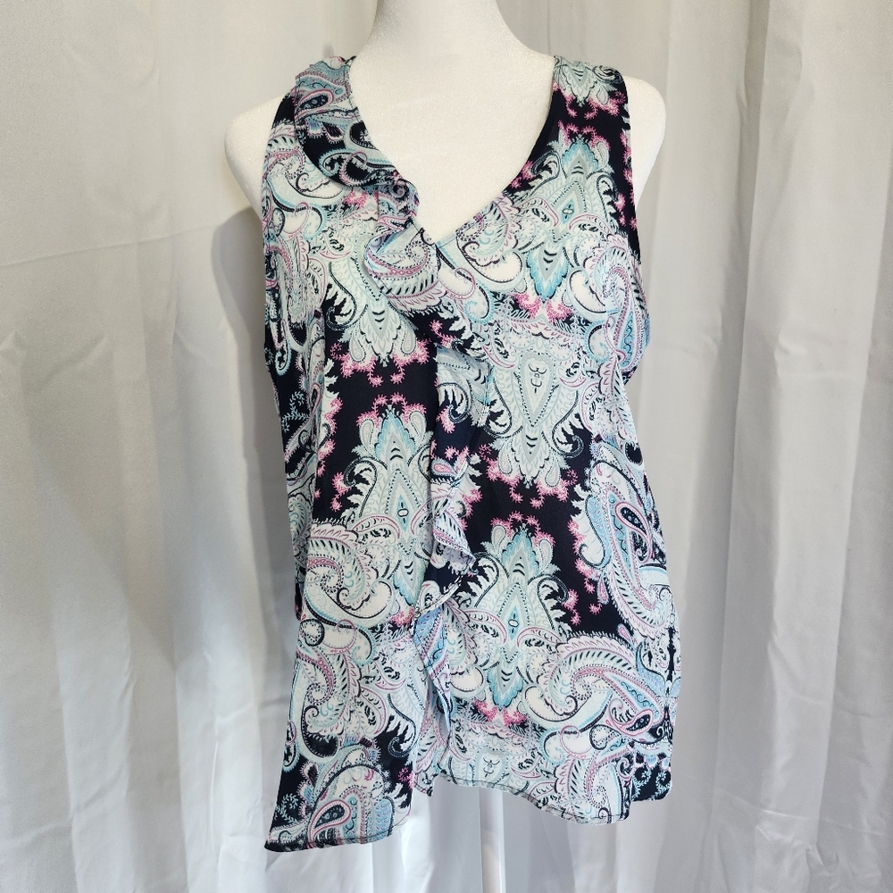 Banana Republic Size Medium Black and Blue Paisley Blouse